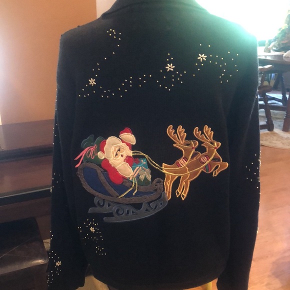 Santa Appliqué Cardigan Sweater - Picture 3 of 14